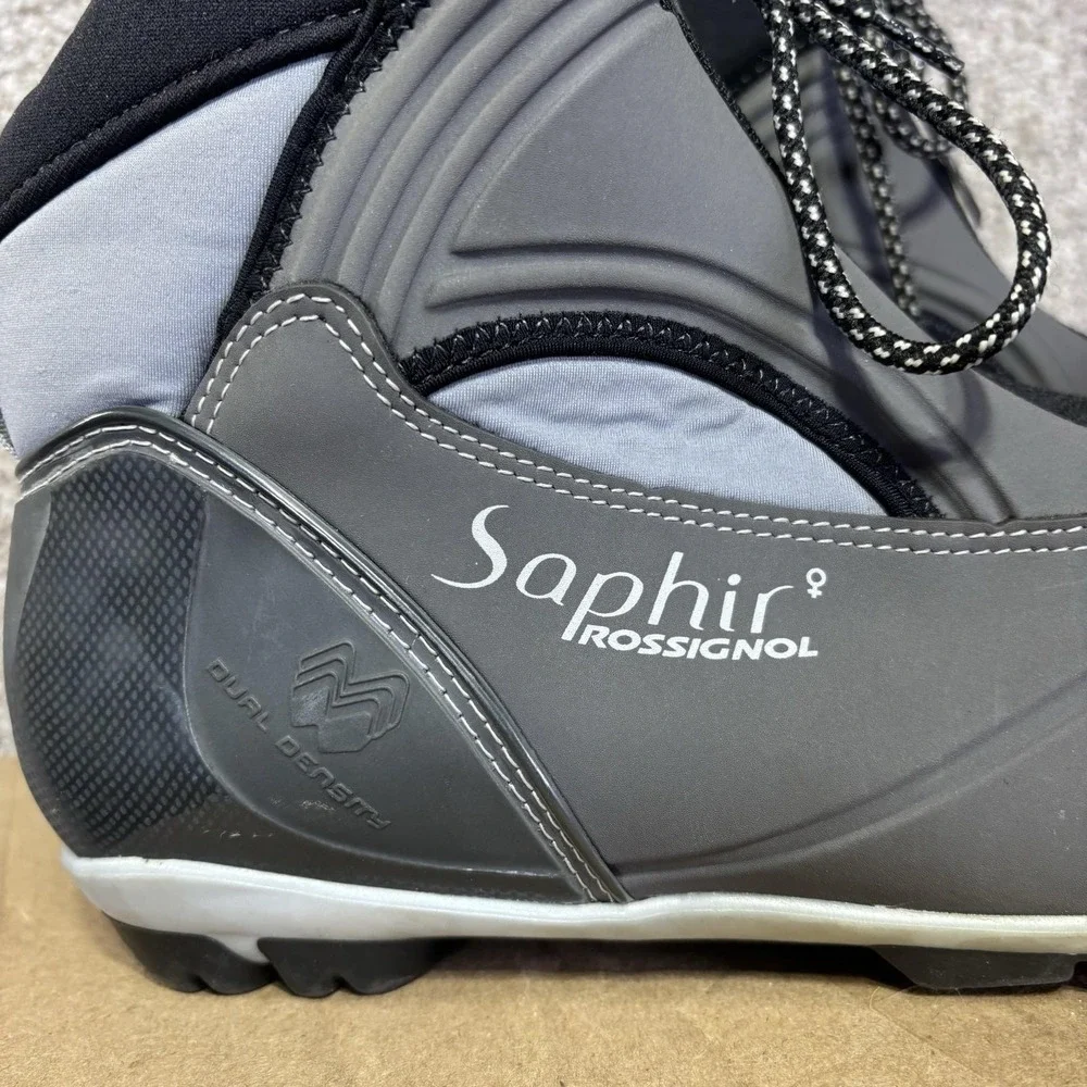 Rossignol Saphir Ski Boots Womens 10 Gray Black Nordic Cross Country NNN Lace Up
